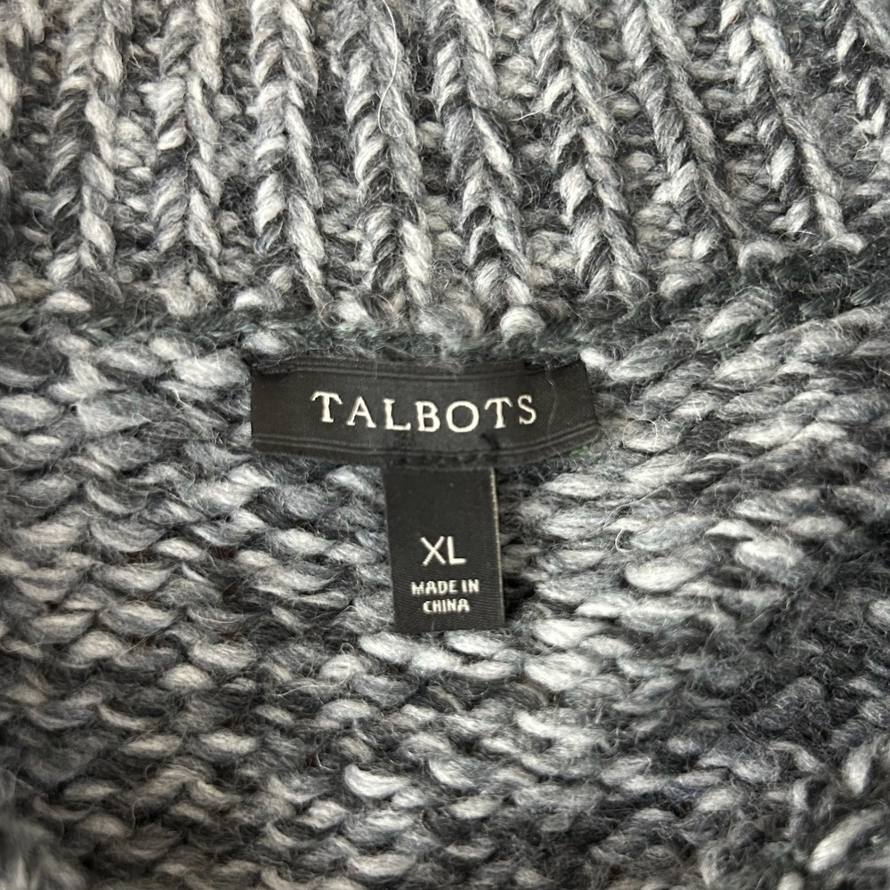 Talbots‎ Chunky Knit Cardigan Sweater Womens XL Gray Wool Blend Fisherman Winter - Picture 7 of 8